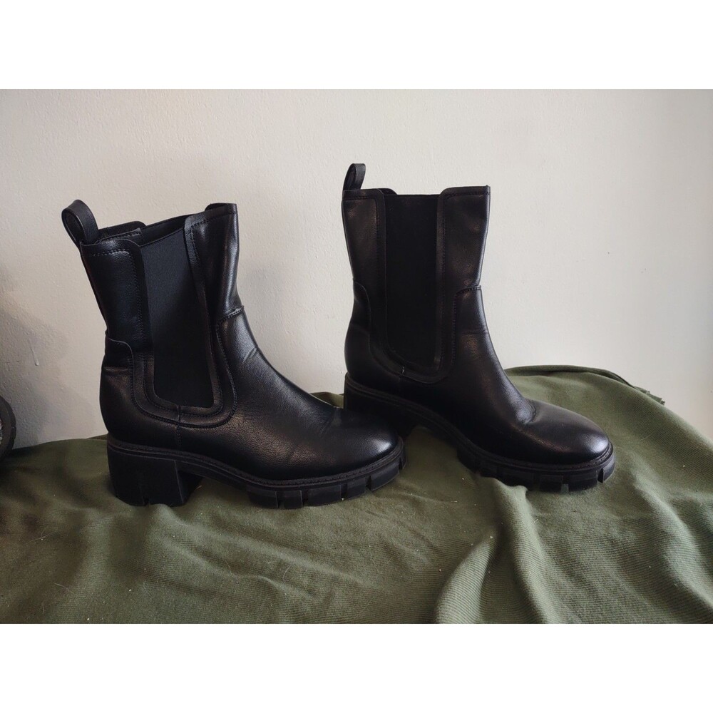 Women’s Tinstree Boots Black Heel Bottom Slip On 8.5 9 39